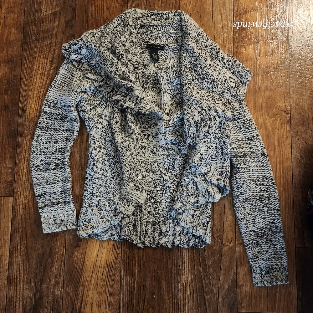 Grace Elements Womens Cardigan Chunky Sweater Gray Long Sleeve SMALL